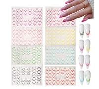 Stencil a punta francese, 8 guide per unghie con punta francese, strisce per manicure francese, adesivi per punte francesi, strumenti per decorazioni colorate per unghie, kit manicure per unghie