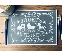 Stencil adesivo in PVC, motivo poster giocattoli eterni, riutilizzabile e lavabile, 30 x 20 cm. Stile vintage & Shabby. Multisupporto. Stencil per mobili, rifacimento, decorazione domestica