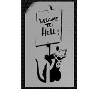 Stencil Banksy Welcome to Hell Ratto, formato A2, dimensioni dipinte, 22 x 54 cm, decorazione per la casa