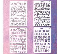 Stencil con lettere, 4 pezzi in plastica fai da te, modelli vintage con stencil decorativi, lettere dell'alfabeto, bullet Journal, per computer portatile, scrapbooking, artigianato