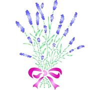 Stencil con motivo di lavanda - 16,5 x 21,5 cm - Riutilizzabile Flora Bouquet Mazzo Mazzo di Muro