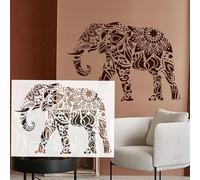 Stencil con motivo mandala con elefante sacro da 72 cm, personalizzato, grande, riutilizzabile, grande, per pittura murale in gesso di grandi dimensioni S635