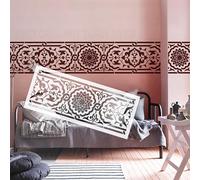 Stencil da 71 cm con bordo damascato barocco rococò, stencil da dipingere sulla parete, riutilizzabile, per pareti, modello grande per stucco artigianale decorare, S453