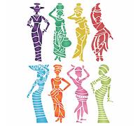 Stencil da donna africana, 21,59 x 26,67 cm (M), 6 costumi tradizionali africani su 2 stencil per pittura