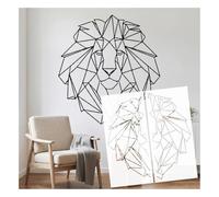 Stencil da parete a forma di testa di leone geometrica, grandi, riutilizzabili, 60 x 68 cm, modello per pittura artistica a linee in polietilene, per decorazioni fai da te per la casa