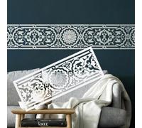 Stencil da parete con bordo islamico marocchino, 100 x 35 cm | Modello di pittura riutilizzabile per bordo parete, piastrelle, mobili, decorazioni per la casa fai da te, motivo geometrico