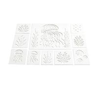 Stencil da parete per dipingere animali marini riutilizzabili disegno | Stencil a forma di pesce marino per decorazione murale da parete con disegni di roccia ceramica torta modello per realizzare