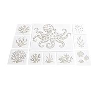 Stencil da parete per pittura disegno riutilizzabile murale animale | Stencil a forma di pesce di mare per decorare torte rocciose, biglietti, giardino, casa, diario, scrapbooking