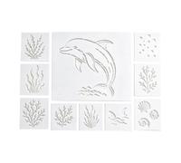 Stencil da Spiaggia per Dipingere Sagome Animali Marini Riutilizzabili Da | Stencil Pesci Di Mare Per Decorare Sassi, Torte, Biglietti, Casa, Giardino, Scrapbooking, Disegno E Arte