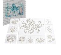 Stencil da Spiaggia per Dipingere Sagome Animali Marini Riutilizzabili Da | Stencil Pesci Di Mare Per Decorare Sassi, Torte, Biglietti, Casa, Giardino, Scrapbooking, Disegno E Arte