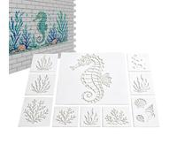 Stencil da Spiaggia per Dipingere Sagome Animali Marini Riutilizzabili Da | Stencil Pesci Di Mare Per Decorare Sassi, Torte, Biglietti, Casa, Giardino, Scrapbooking, Disegno E Arte