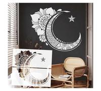 Stencil decorativo extra large con luna crescente, 70 x 71 cm, riutilizzabile, modello artistico da parete arabo, islamico, per camera da letto, soggiorno, decorazione Ramadan