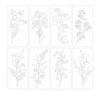 Stencil Di Fiori Per Legno,8 Stencil Riutilizzabili E Lavabili Con Disegni Floreali | Stampe Per Artigianato Riutilizzabili, Per Progetti D'arte, Parete, Tela, Tessuto, Carta, Porta e Mu