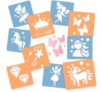 Stencil di Pittura per Bambini, 10 Pezzi 15x15cm Fate Fiaba, Modelli Plastica e Riutilizzabili di Disegno Creativo, Sagome DIY Decorazione Arte e Artigianato, Carta Muro Legno Tessuto