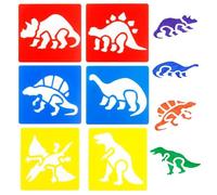 Stencil di Pittura per Bambini, 6 Pezzi 14x15cm Animali Dinosauri, Modelli Plastica e Riutilizzabili di Disegno Creativo, Sagome DIY Decorazione Arte e Artigianato, Carta Muro Legno Tessuto