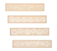 Stencil Floreale a Bordo per Parete, Legno Beige Riutilizzabile | Graffiti Creativi e Decorazione Domestica, Posizionamento Semplice, Dettagli Floreali Nitidi, Stile Elegante