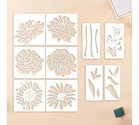Stencil floreale - Stencil di girasole - Motivo floreale per dipingere su legno - Modelli di fiori riutilizzabili per pareti, legno e artigianato | Modello decorativo per arte, progetti all'aperto e