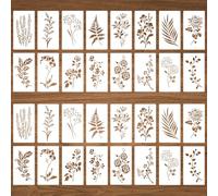 Stencil Floreali, 32 Pezzi Stencil di Pittura Floreale in PET Riutilizzabili Impermeabili, Modelli per Pittura di Fiori per Impaginazione di Manuali, Volantini, Decorazioni, Topografia