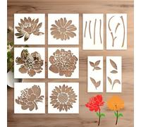 Stencil Grandi Riutilizzabili - Modelli Per Pittura Floreale 30x30 Cm, Set Di Stencil Per Artigianato Artistico Di Superficie, Kit Di Stencl Per Arte Per Recinzione Da Giardino