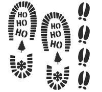 Stencil Impronta di Babbo Natale,Disegno Pittura Stencil Set,Stencil Elf Footprint Vacanze per Decorazioni Natalizie,Plastica Riutilizzabile,Decorazioni Natalizie per Interni
