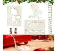 Stencil Impronte Elfo di Natale, Gnomo Scala Di Corda con 2 miniatura accessori per caramelle, Elfo stencil impronte, Accessori Elfo di Natale in Legno per Decorazioni Festive (A)
