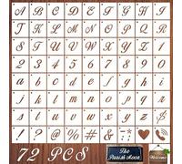 Stencil Lettere,72 Pezzi Stencil per Pittura per Lettere Riutilizzabili,Set di Stencil per Lettere in Plastica per Alfabeto,Stencil per Pittura,per Bullet Journal,Scrapbook, Matrimoni, Fai Da Te