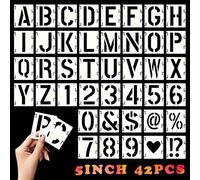 Stencil Lettere Alfabeto Grandi Plastica Letter e Numeri de Stencils Riutilizzabili per Muro Scritte Pittura Decorazione Artigianale Disegnare la Vernice Spray (5 Pollici)