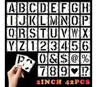 Stencil Lettere Alfabeto Grandi Plastica Letter e Numeri de Stencils Riutilizzabili per Muro Scritte Pittura Decorazione Artigianale Disegnare la Vernice Spray (2 Pollici)