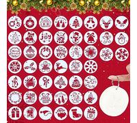 Stencil natalizi,48 pezzi Stencil Natalizio Modello di Plastica Riutilizzabile per Arte Disegno di Pittura Stencile Spaiolatore di Natale Elk Merry Christmas for Arts Crafts Ornamenti di Natale