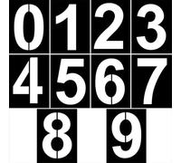 Stencil Numerici 20 cm, Set 10 Pezzi Riutilizzabili da 0 a 9 in PET Semi-trasparente, Mascherine per Pittura per Numeri Civici, Parcheggi, Decorazioni Fai-da-Te su Legno, Vetro, Metallo, Carta