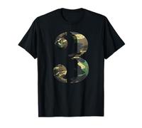 Stencil Numero 3 Font Army Camo Woodland Camouflage Maglietta