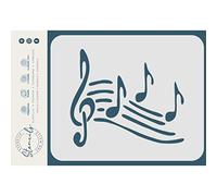 Stencil per appunti musicali, 7,5 x 7,5 cm (S) - Note musicali con chiave di violino per pittura