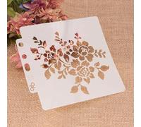 Stencil per artigianato, 14 x 13 cm, fiori e foglie, modelli in plastica riutilizzabili per legno, pareti, tessuto, tela, mobili, pavimenti, rocce, biglietti
