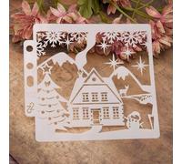 Stencil per artigianato, 14 x 13 cm, modelli in plastica riutilizzabili per legno, pareti, tessuto, tela, mobili, pavimenti, rocce, biglietti