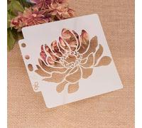Stencil per artigianato, 14 x 13 cm, motivo fiori grandi, riutilizzabili, in plastica, per legno, pareti, tessuto, tela, mobili, pavimenti, rocce, biglietti