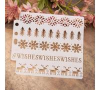 Stencil per artigianato, 14 x 13 cm, motivo natalizio con fiocco di neve, riutilizzabili, in plastica, per legno, pareti, tessuto, tela, mobili, pavimenti, rocce, biglietti