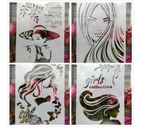 Stencil per artigianato, 4 pezzi, formato A4, alla moda, motivo: signora ragazza, capelli lunghi, riutilizzabili, per dipingere su legno, tela, disegno, decorazione da parete e per la casa