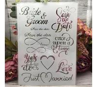 Stencil per artigianato, formato A4, 29 cm, con scritta "Save The Date", stencil riutilizzabili per dipingere su legno, tela, disegni, decorazioni per la casa