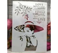 Stencil per artigianato riutilizzabile, A4 cappello moda signora parole stencil per pittura, modelli da disegno per dipingere su legno, pareti, mobili
