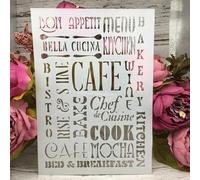 Stencil per artigianato riutilizzabile, formato A4, 29 cm, stencil con parole da caffè per pittura, modelli da disegno per dipingere su legno, pareti, mobili