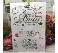 Stencil per artigianato riutilizzabile, formato A4, 29 cm, stencil francese Amor Love Heart per pittura, modelli da disegno per dipingere su legno, pareti, mobili