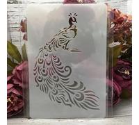 Stencil per artigianato riutilizzabili, 26 x 17 cm, stencil con piume di pavone per pittura, modelli da disegno per dipingere su legno, pareti, mobili