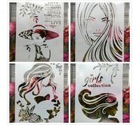 Stencil per artigianato riutilizzabili, 4 pezzi, formato A4, 29 cm, motivo floreale retrò con parole francesi per pittura, modelli da disegno per dipingere su legno, pareti, mobili, stile G