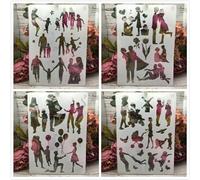 Stencil per artigianato, riutilizzabili, 4 pezzi, formato A4, per amanti della famiglia, bambini, genitori, per pittura, modelli da disegno per dipingere su legno, pareti, mobili