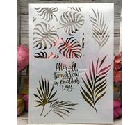 Stencil per artigianato riutilizzabili, stencil A4 con foglie e parole per pittura, modelli da disegno per dipingere su legno, pareti, mobili modello A