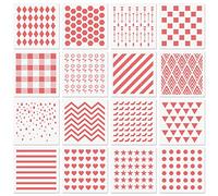 Stencil per biscotti 15,2x15,2 cm per biscotti con glassa reale, 16 stampini per torta in plastica riutilizzabili con motivo a scacchi a forma di stella per il disegno di cottura dello zucchero