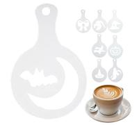 Stencil per biscotti - 8 pezzi per stampante a forma di caffè e latte art di Halloween, riutilizzabili, decorazione per decorare torte e pane