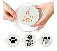 Stencil Per Caffè Personalizzato,Personalizzati Testo Logo Cappuccino Latte Stampini,Riutilizzabili Lavabili Torta Caffè Modelli Di Disegno10 Pezzi (11.5cm/4.52in)