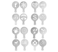 Stencil per decorazione caffè, in alluminio commestibile, 16 pezzi, modello artistico per caffè, per latte macchiato, cappuccini, cioccolata calda, dessert di farina d'avena, per