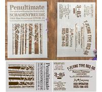 Stencil per dipingere su legno, 2 pezzi, formato A4, 29 x 21 cm, con parole francesi, riutilizzabili, stencil per dipingere su parete, accessori per la creazione di biglietti, decorazioni per la casa